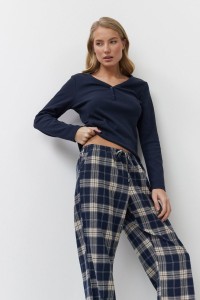 Пижама женская Aruelle LUCIE со штанами  - т. синий + бежевый