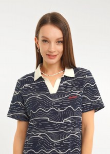 Платье Clever LDR26-1234 - т. синий/молочный