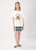 Пижама женская Clever LP15-1199/1 - молочный/зеленый