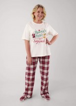 Пижама женская Clever LP15-1199/6 - молочный/красный 