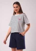 Футболка Clever LF26-1234/3 - молочный/т. синий